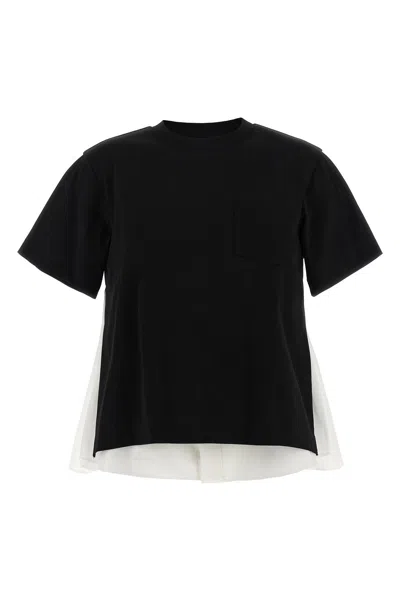 Sacai Double Layer T-shirt In Black