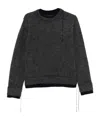 Sacai Double-layered Frayed-edge Sweater In Black