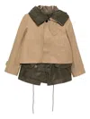 Sacai Double-layered Jacket In Nude
