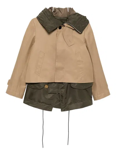 Sacai Double-layered Jacket In Nude