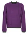 Sacai Men's Mohair Knit Layered Crewneck Sweater In Purple