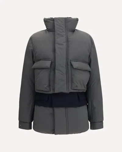 Sacai Double Padded Jacket With Zip Closure In Gray
