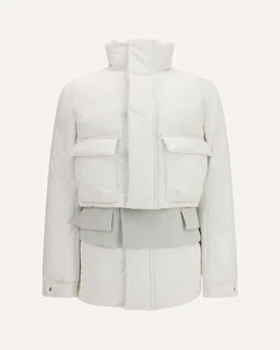Sacai Double Padded Jacket With Zip Closure In White
