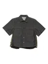 Sacai Double-pocket Denim Shirt In Green