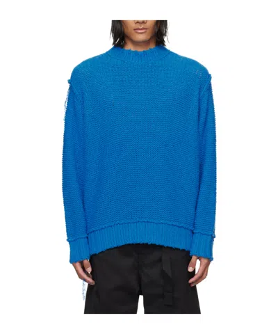 Sacai Double Reverse Knitted Sweater In Blue