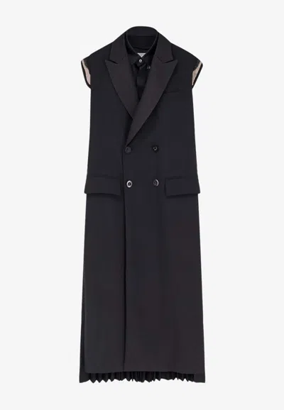 Sacai Double-breasted Blazer Dress In Black