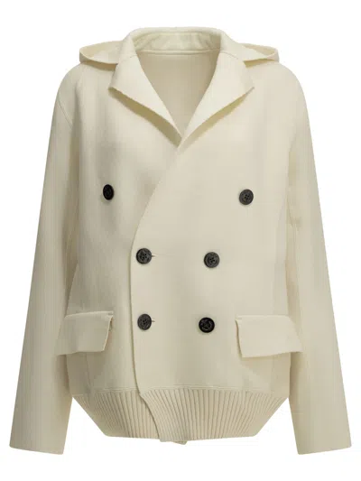 Sacai Double-breasted Blazer In White