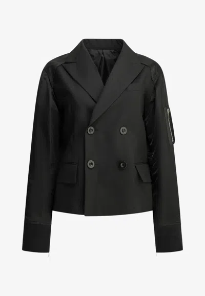 Sacai Double-breasted Buttoned Blazer In Black
