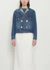 Sacai Double-breasted Denim Jacket In Blue