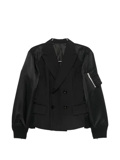 Sacai Double-breasted Jacket In Black