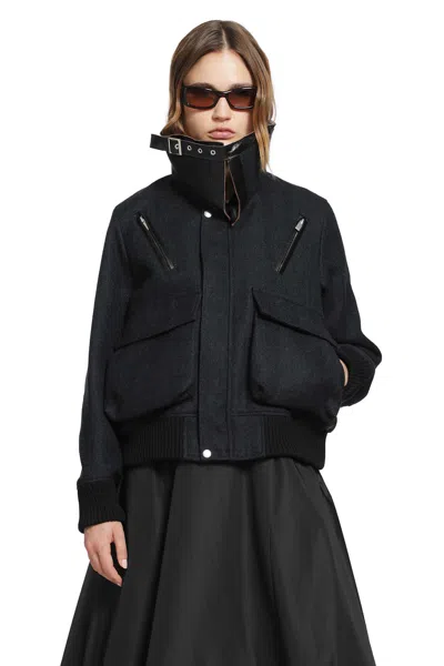 Sacai Double-faced Herringbone Puffer Blouson In Black