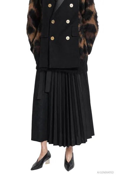 Sacai Double-faced Herringbone X Suiting Skirt In Black