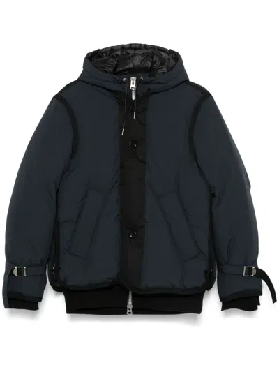 Sacai Rip Stop Padded Down Jacket In Black  