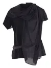Sacai Draped Belted Blouse In Black