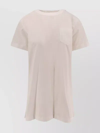 SACAI DRAPED COTTON INSERTS DRESS WITH BACK RUFFLE