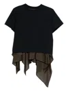Sacai Draped-hem T-shirt In Blue