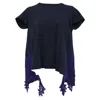 Sacai Draped Lace Inserts T-shirt In Navy Cotton In Blue