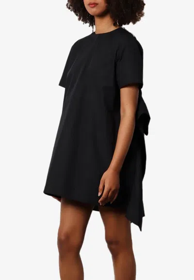Sacai Draped Mini Crewneck Dress In Black
