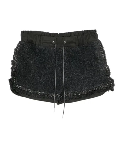 Sacai Drawstring Elastic Waist Shorts In Black