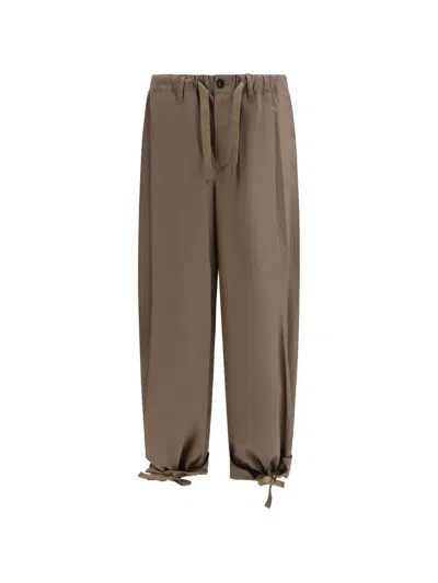 Sacai Drawstring-fastening Trousers In Brown