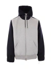 Sacai Bicolor Sweatshirt With Zip And Hood In 398 L/grayxd/navy