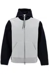 Sacai Bicolor Sweatshirt With Zip And Hood In L/gray×d/navy (grey)