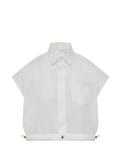 Sacai Drawstring-hem Poplin Shirt In White