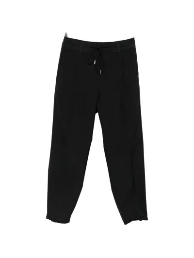Sacai Drawstring-waistband Straight-leg Trousers In Black