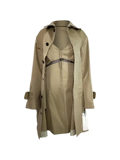 Pre-owned Sacai Dress Insert Trench Coat In Neutral