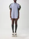 Sacai Lapel Short-sleeved Dress In Blue