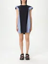Sacai Black & Navy Poplin & Cotton Jersey Minidress In Navy