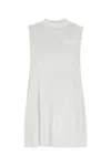 Sacai Panelled Mini Dress With Rear Satin Ruffled In White