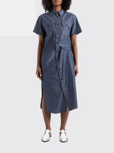 Sacai Short-sleeved Dress In Blue