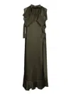 Sacai Khaki Satin Long Dress
