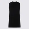 Sacai Crew Neck Sleeveless Dress With Back Pleats In Black