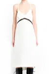Sacai V-neck Midi Dress In Off-white