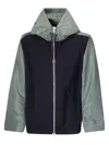 Sacai Drop Shoulder Drawstring Twill Hoodie In Navy/bluette