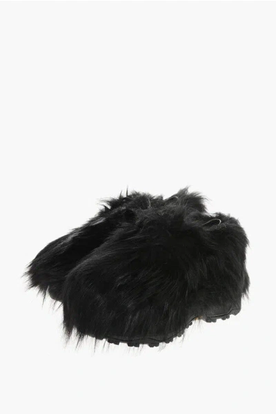 SACAI ECO-FUR LACE-UP SHOES