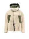 Sacai Eco Shearling And Nylon Jacket In Neutral