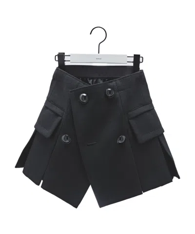 Sacai Elastic Waist Skirt In Black