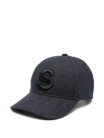 Sacai Embroidered Cap In Blue