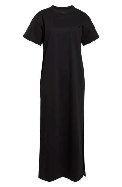 Sacai Embroidered Logo Jersey T-shirt Dress In Black 001