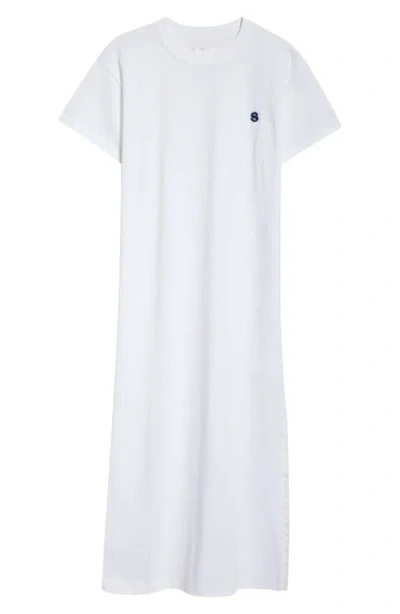 Sacai Embroidered Logo Jersey T-shirt Dress In White 101
