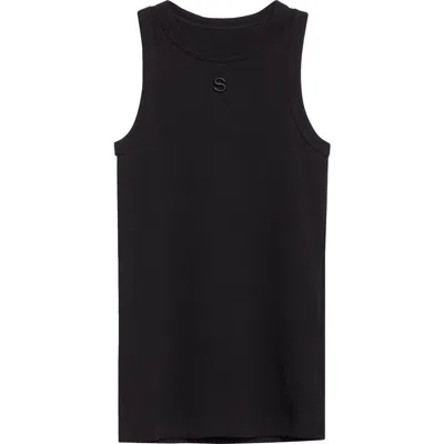 Sacai Embroidered Logo Rib Tank In Black