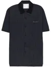 Sacai Navy Striped Shirt In Blue