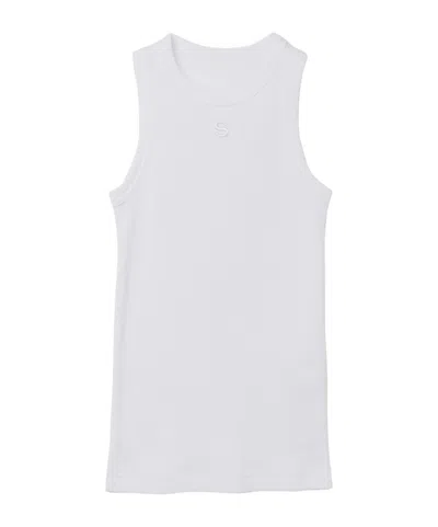 Sacai Embroidered-logo Tank Top In White