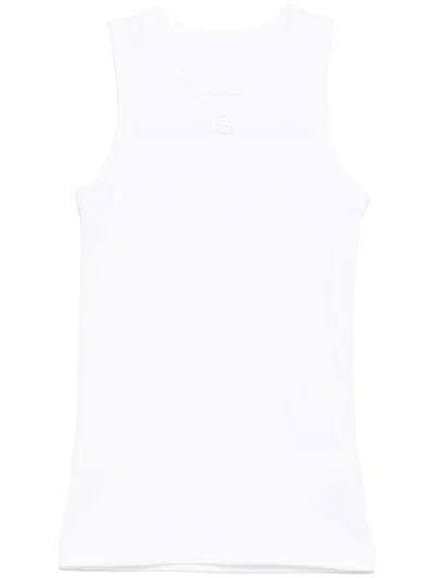 Sacai Embroidered-logo Tank Top In White