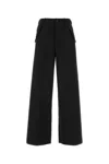 Sacai Embroidered Polyester-wool Blend Striped Pants In Black