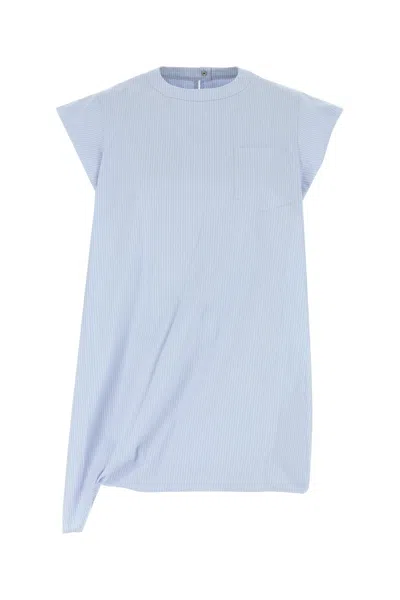 Sacai Embroidered Poplin Top In Blue
