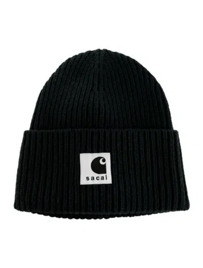 Pre-owned Sacai Embroidered Wool Beanie Hat In Green